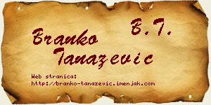 Branko Tanazević vizit kartica